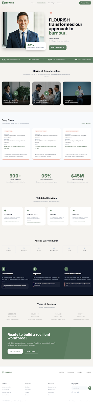 Testimonial-Driven Homepage