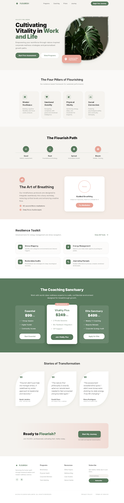 Wellness-Focused Homepage